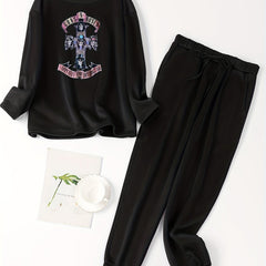Funny Skull & Cross Liner Fleece Pajama Set