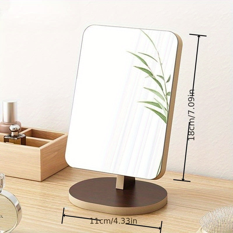 Wooden Vanity Mirror Rotating Makeup Mirror for Daily Makeup & Skincare
