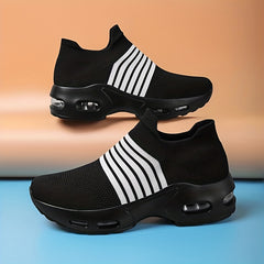 Women's Air Cushion Sock Sneakers Chunky Heel Slip On Sports Shoes