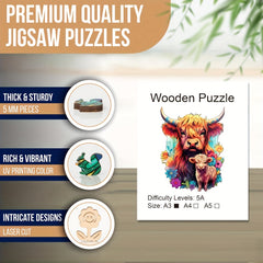 Cow Wooden Puzzle Unique Irregular Animal Shape Puzzles Wooden Toys