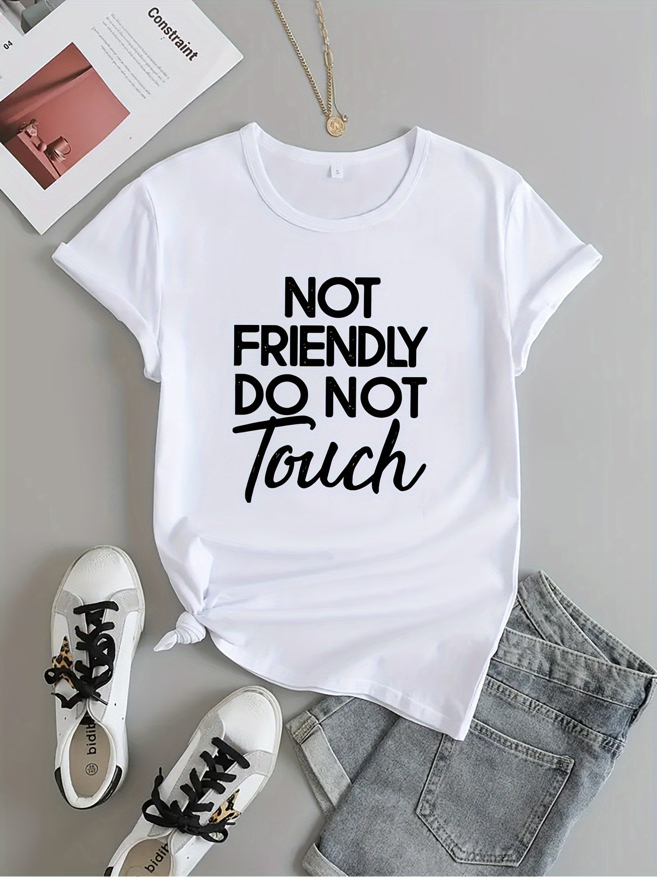 Letter Graphic Sports Round Neck T-shirt Women's Activewear