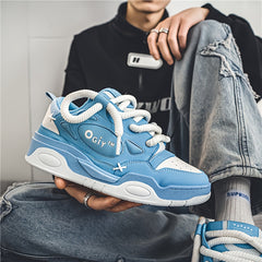 Men's Block Skate Shoes Lace Up Comfy Non Slip Street Style Sneakers