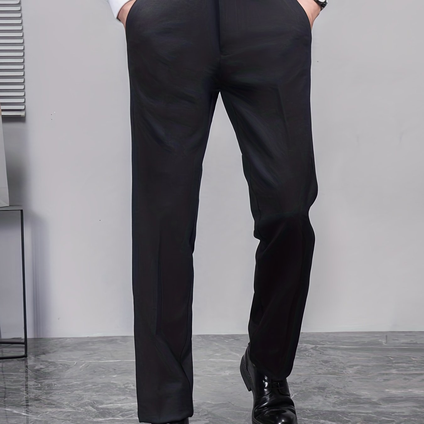 Men's Solid Stretch Dress Pants for Spring Summer Business