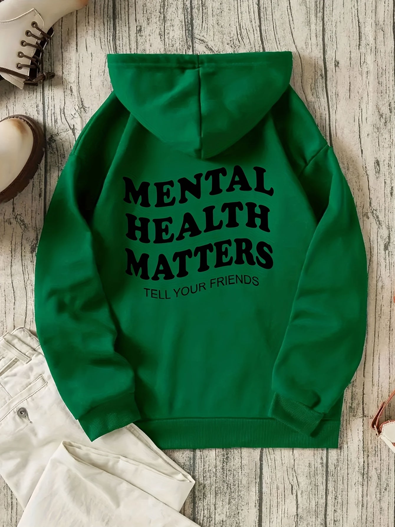 Mental Health Matters Print Hoodie Casual Sweatshirt for Winter & Fall
