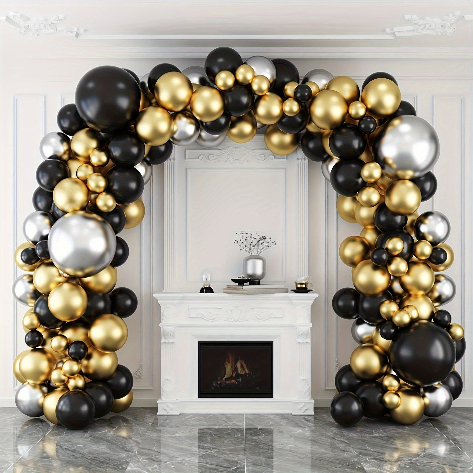 124pcs Golden And Silvery Balloons Garland Arch Kit for Party Decorations