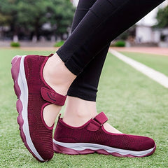 Women's Breathable Knit Sneakers Casual Hook & Loop Outdoor Shoes