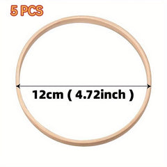 5pcs Wooden DIY Embroidery Hoop Cross Stitch Bamboo Circle Ring