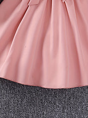 Girls' Flower Embroidery Flutter Trim Long Sleeve Dress