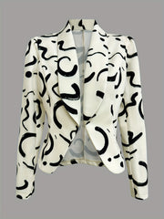 Graphic Print Open Front Blazer for Women
