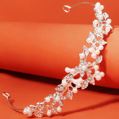 Faux Pearl Rhinestone Flower Crown Hairband Headband Party Favor Decorations