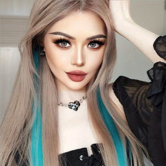 Long Straight Women High Temp Synthetic Hair Extension Clip In Grey