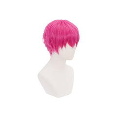 Men's Short Hair Simulation Wig Pink Halloween Cosplay Headgear