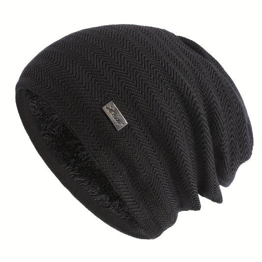 Velvet Woolen Beanie Hat Cold-proof Ear Protection Knitted Ski Cycling Hat
