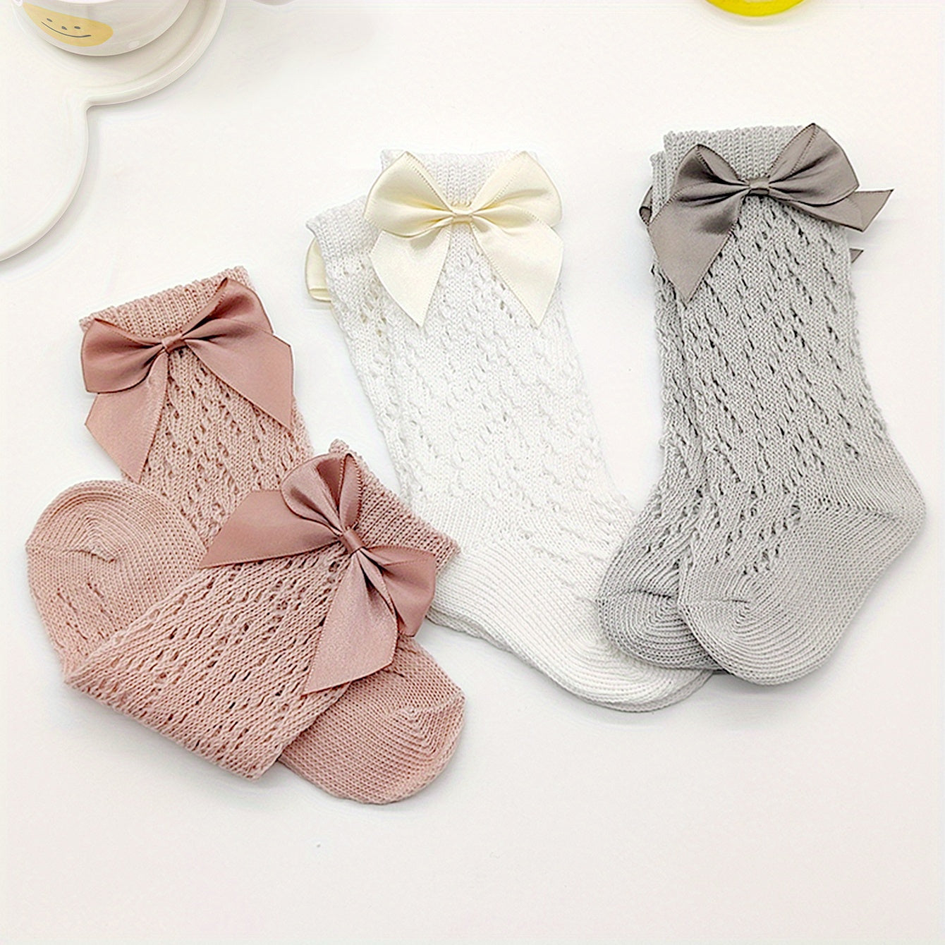 Bow Decor Mesh Socks for Baby Girls