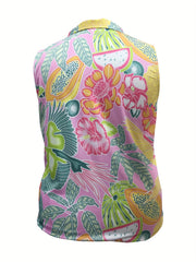 Sports Top Women's Plus Tropical Print Polo Neck Medium Stretch