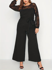 Sports Jumpsuit Mesh Long Sleeve Wide Leg Jumpsuit