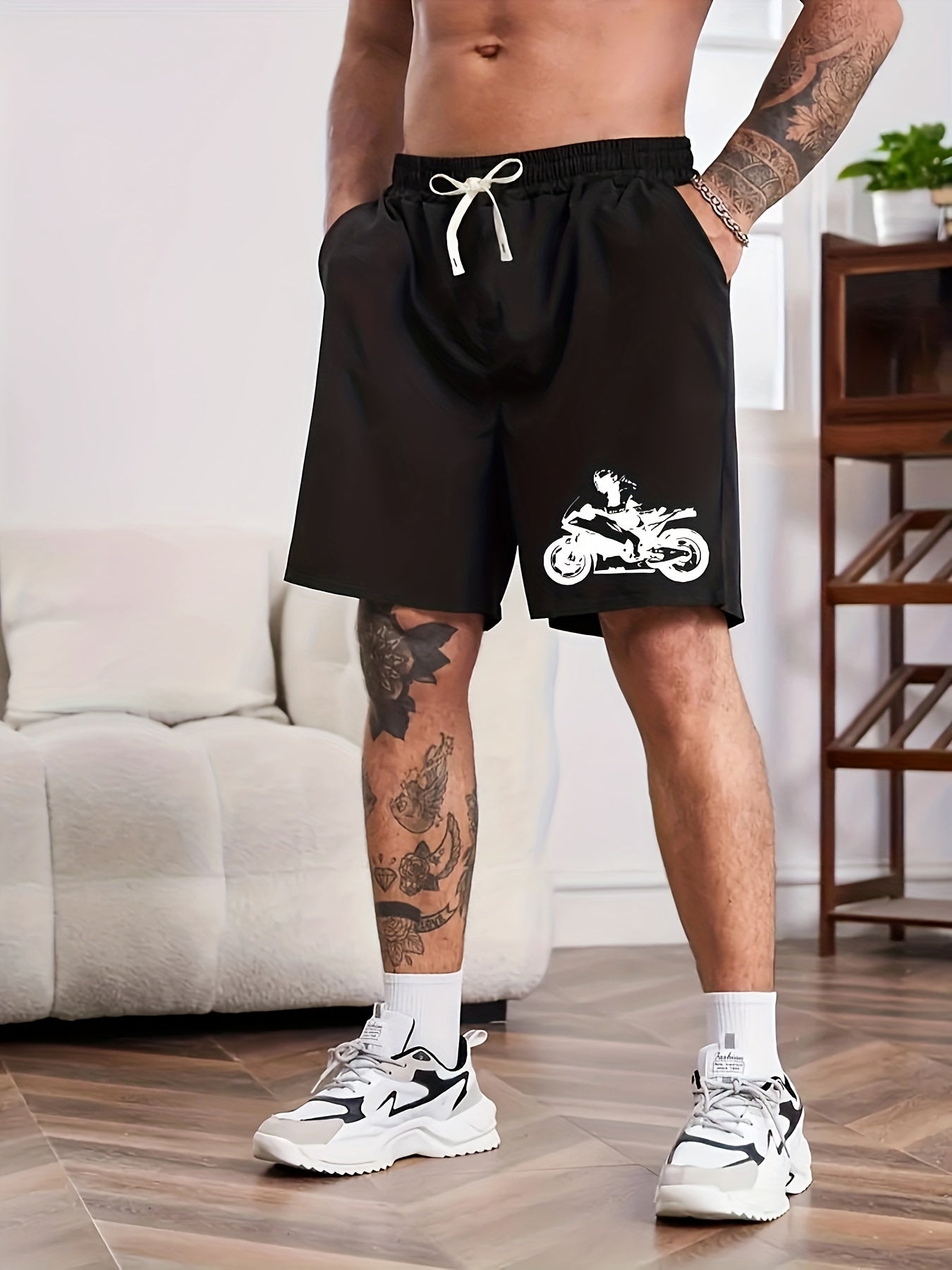 Men's Graphic Motorbike Shorts Breathable Drawstring Summer Outdoor