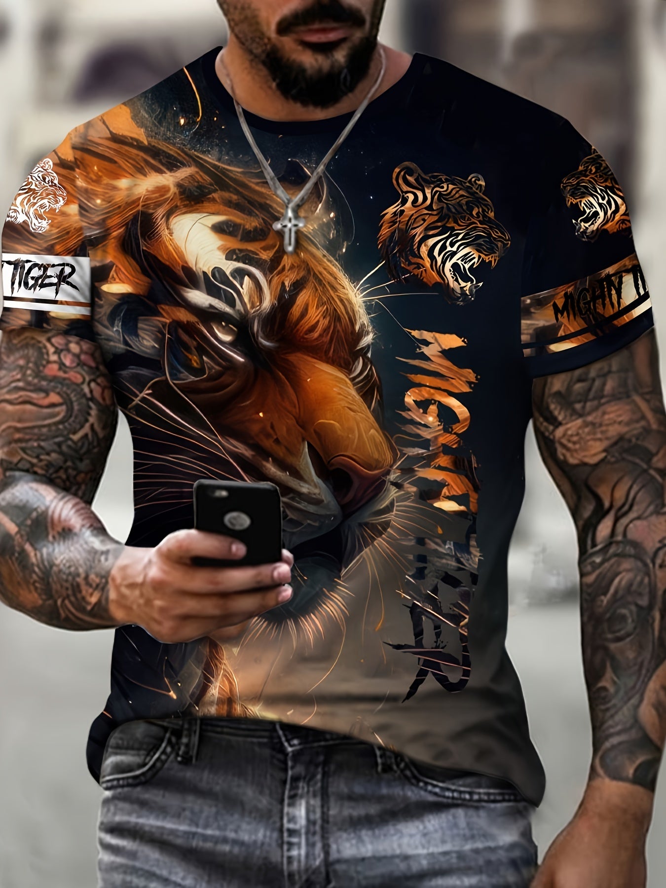 Men's Vintage 3D Animal Print T shirt | Casual Comfort Crew Neck Tee