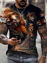 Men's Vintage 3D Animal Print T shirt | Casual Comfort Crew Neck Tee