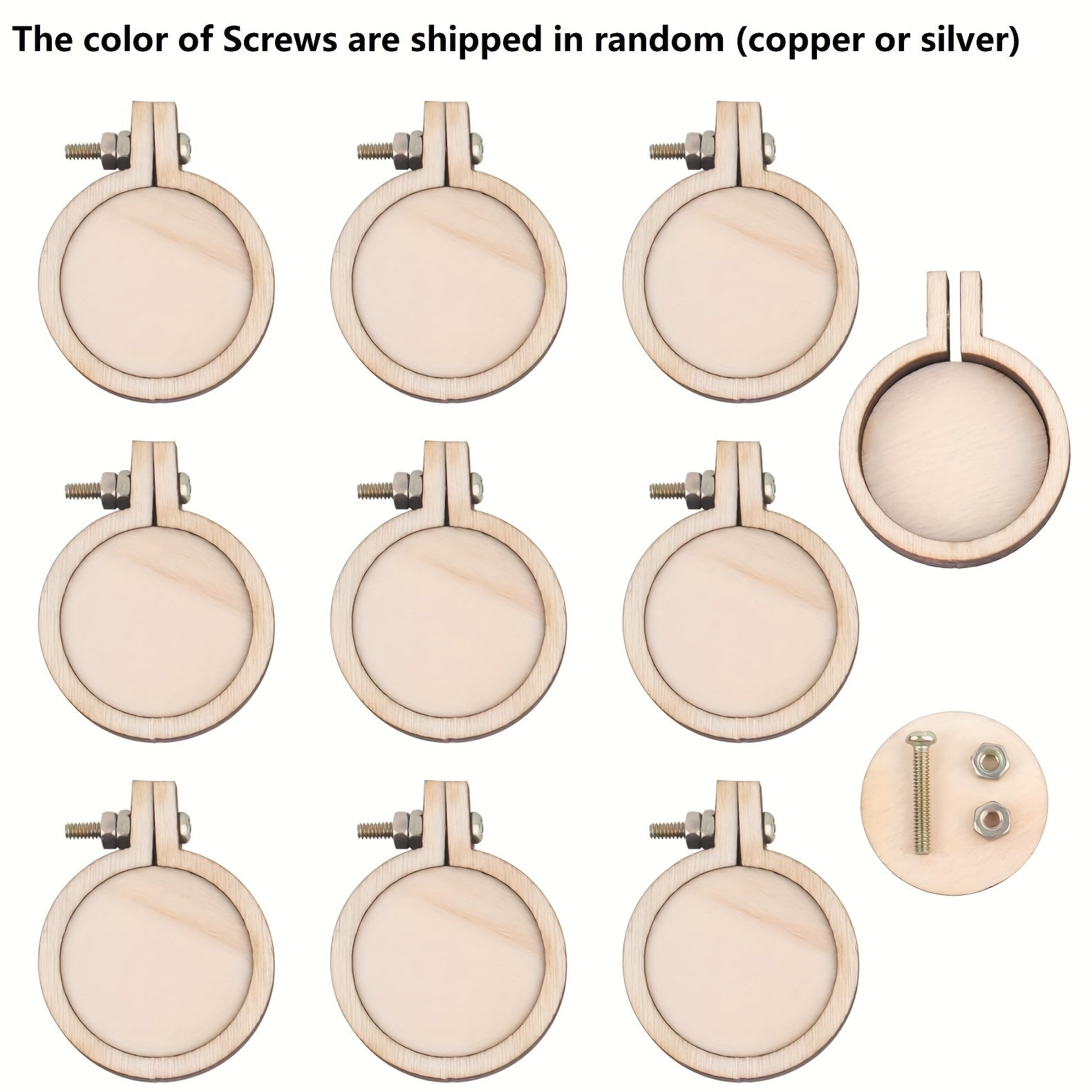 10pcs Mini Wood Hoop Ring DIY Pendant Embroidery Frame