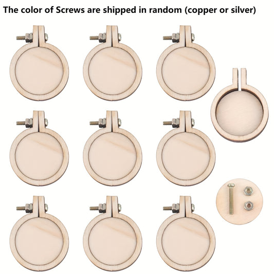10pcs Mini Wood Hoop Ring DIY Pendant Embroidery Frame