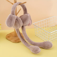 Hot Plush Ear Muffs Usable for 4 Seasons Hat with Movible Rabbit Ears