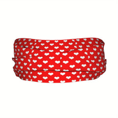 Red Love Heart Sports Headband Sweat Wicking Stretchy Polyester Yoga Gym