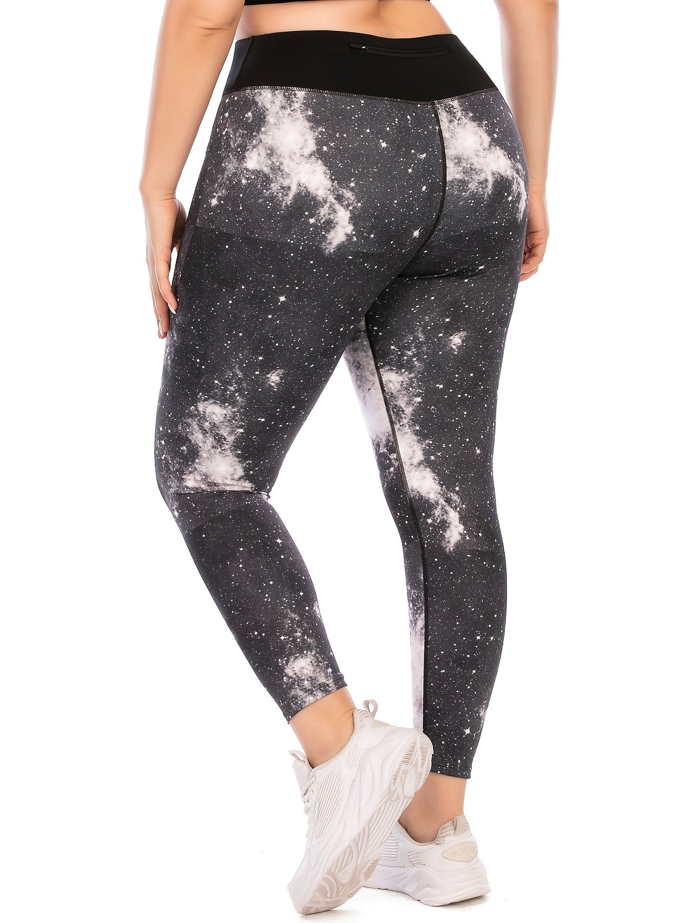 Galaxy Print Plus Size Yoga Leggings Women's Medium Stretch Workout Leggings