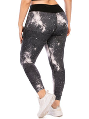 Galaxy Print Plus Size Yoga Leggings Women's Medium Stretch Workout Leggings