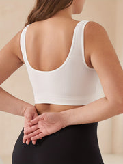 Sports Bra Seamless V Neck Padded High Stretch Running Yoga Bra