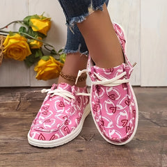 Women's Skateboard Shoes with Rugby & Heart Pattern Canvas Footwear