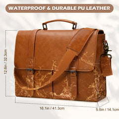 15.6 Inch Laptop Storage Briefcase Waterproof Lightweight PU Leather Tote Bag