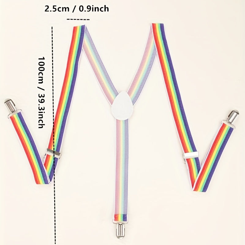 Rainbow Men's Y Back Unisex Suspenders w/ Metal Clips