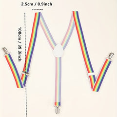 Rainbow Men's Y Back Unisex Suspenders w/ Metal Clips