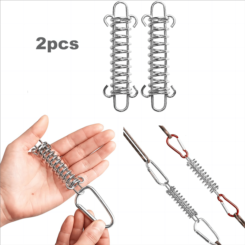 2pcs Stainless Steel Spring Wind Rope Buckle for Sunshade and Camping Gear