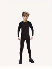 2pcs Kids Compression High Elastic Sets Solid Letter Printed Quick Dry Bottoms