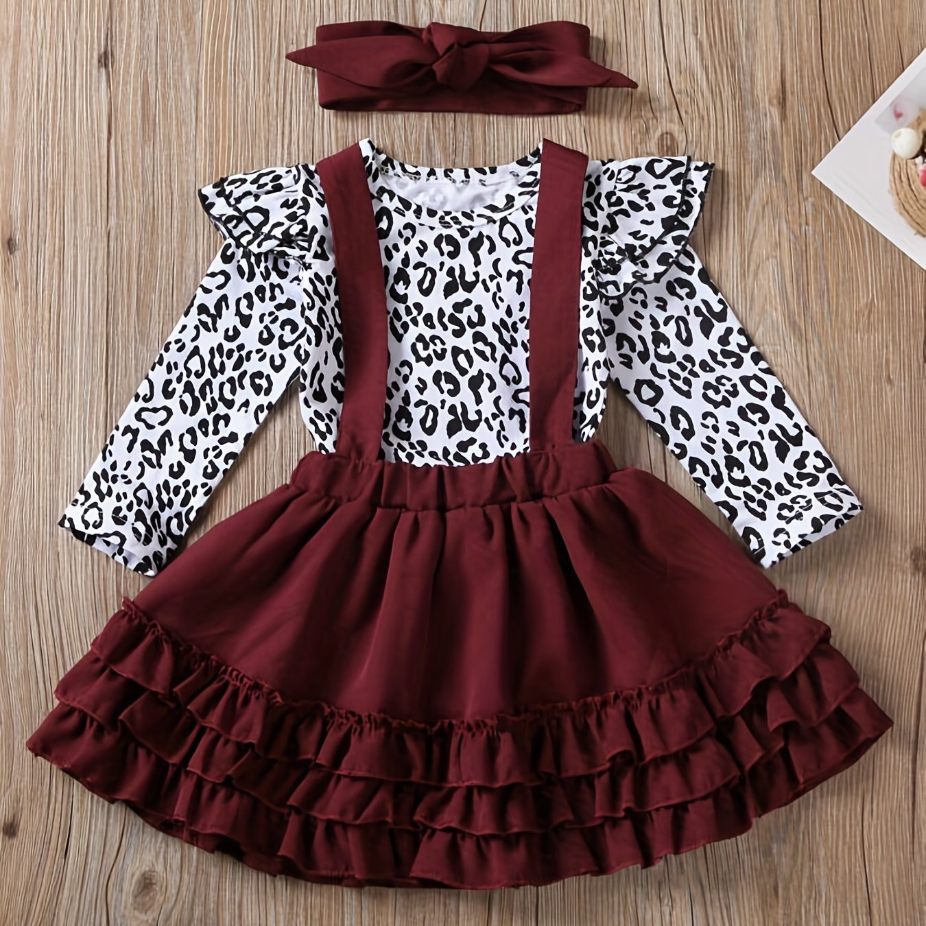 Leopard Print Top & Suspender Puffy Dress