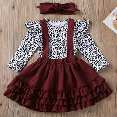 Leopard Print Top & Suspender Puffy Dress