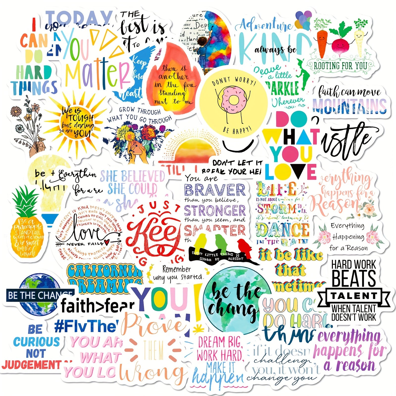50pcs Inspirational Motivational Stickers Laptop Scrapbook Water Bottles Planner