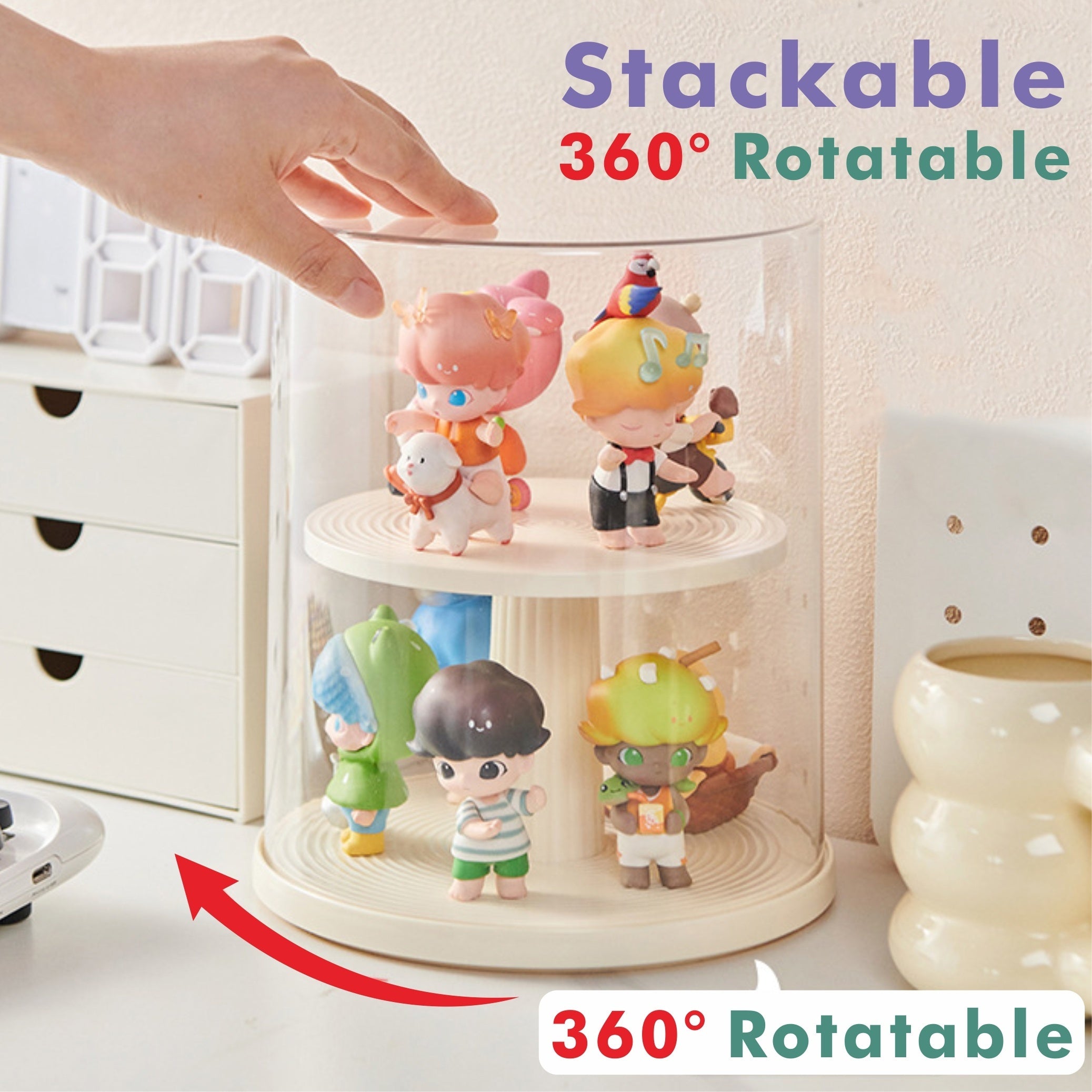 360 Rotatable Display Case Anime Figure Storage Box