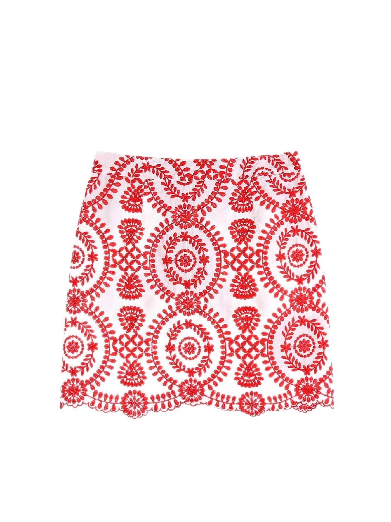Geometric Print Embroidered Skirt Ethnic Style Retro Casual