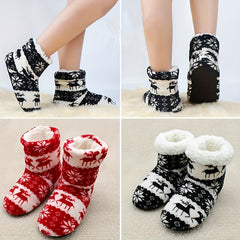 Elk Pattern Fuzzy Socks Plush Floor Socks Women's Stockings