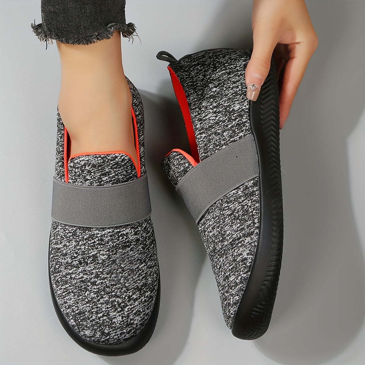 Women's Colorblock Mesh Slip On Sneakers Lightweight Outdoor Walking Shoes