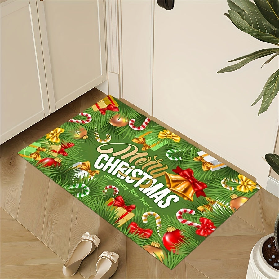 1pc Christmas Decorative Rug Hand Washable Carpet