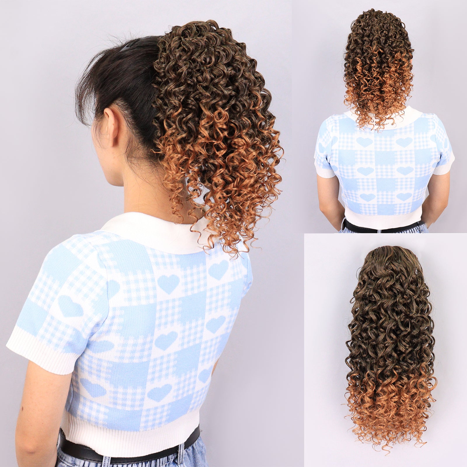 Long Deep Curly Ponytail Extension Synthetic Hair