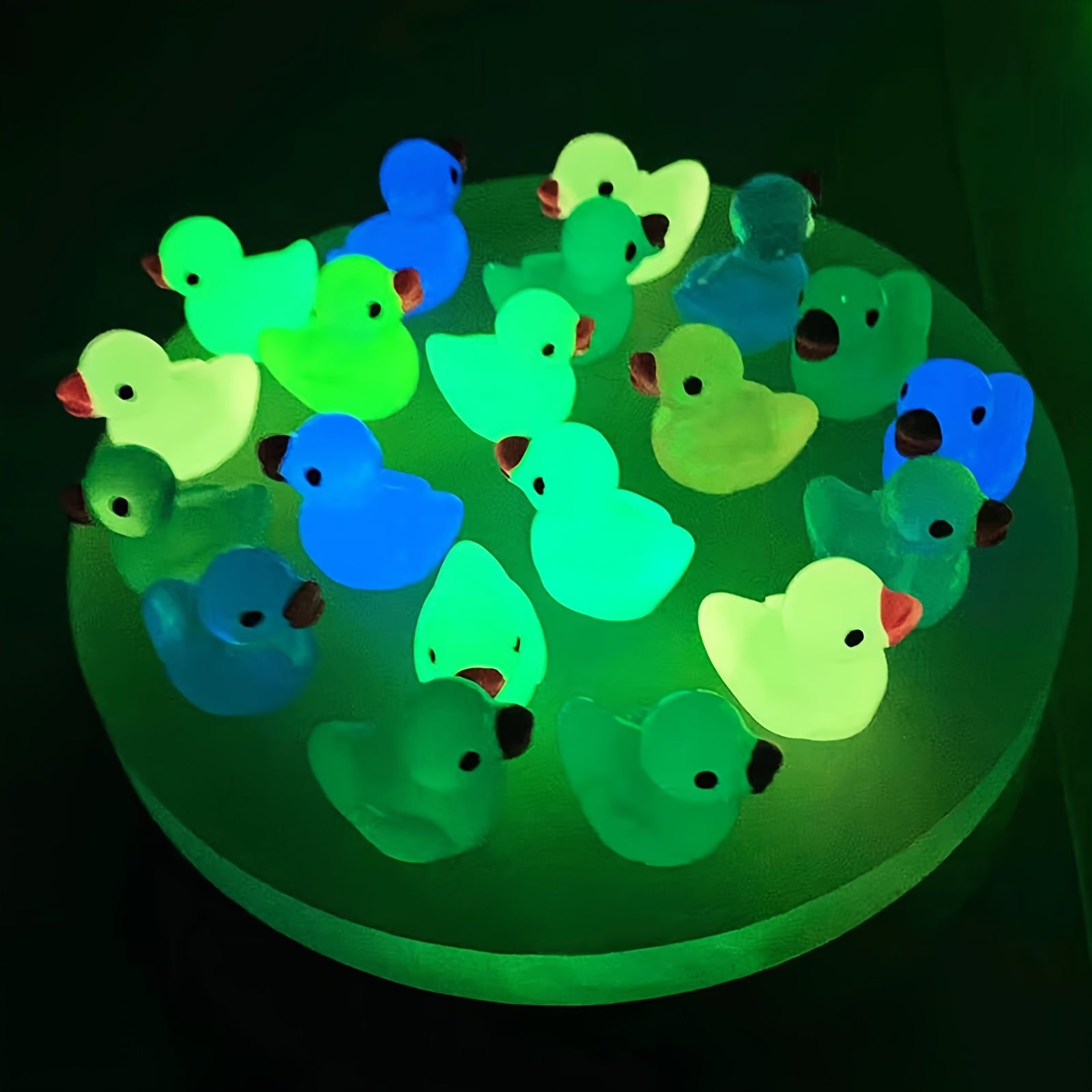 50pcs Mini Resin Ducks Glow In The Dark Luminous Colorful Duck