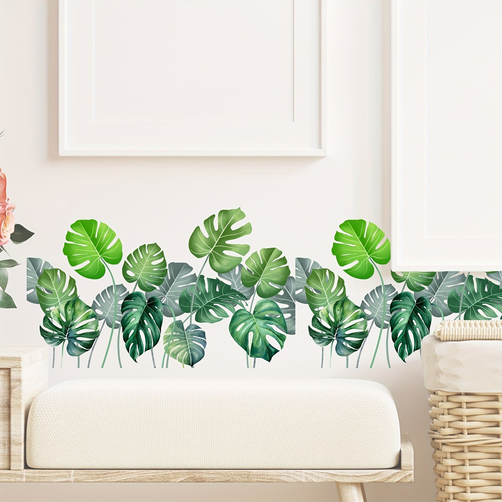 2pcs Green Tropical Plants Wall Stickers For Living Room