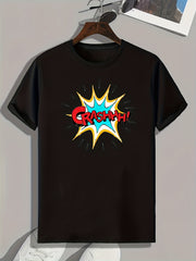 CRASH Pattern Print Men's Comfy Sports T-shirt Graphic Tee