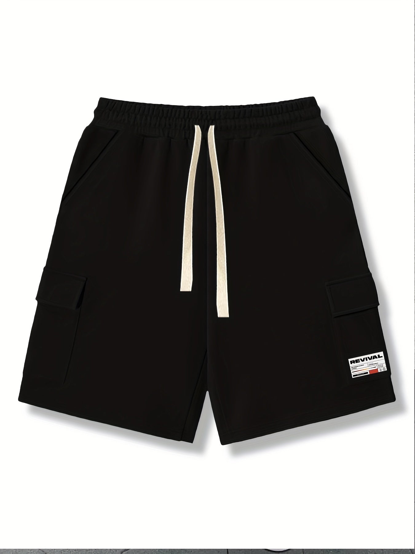 Men's Casual Cargo Shorts Solid Stretch Elastic Waist Drawstring