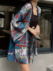 Graphic Print Kimono Cover Up for Spring & Summer